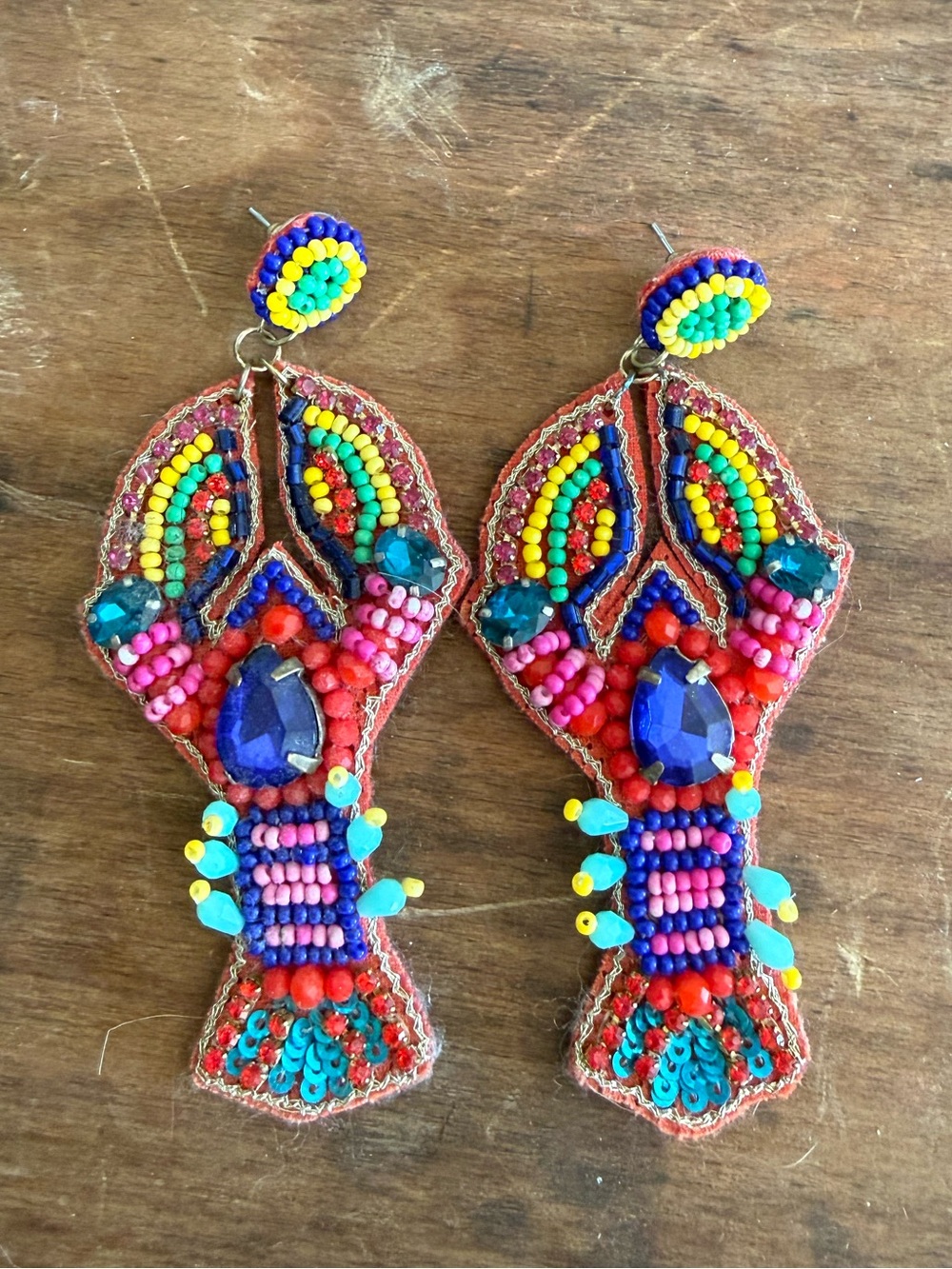 Beaded Lobster Earrings